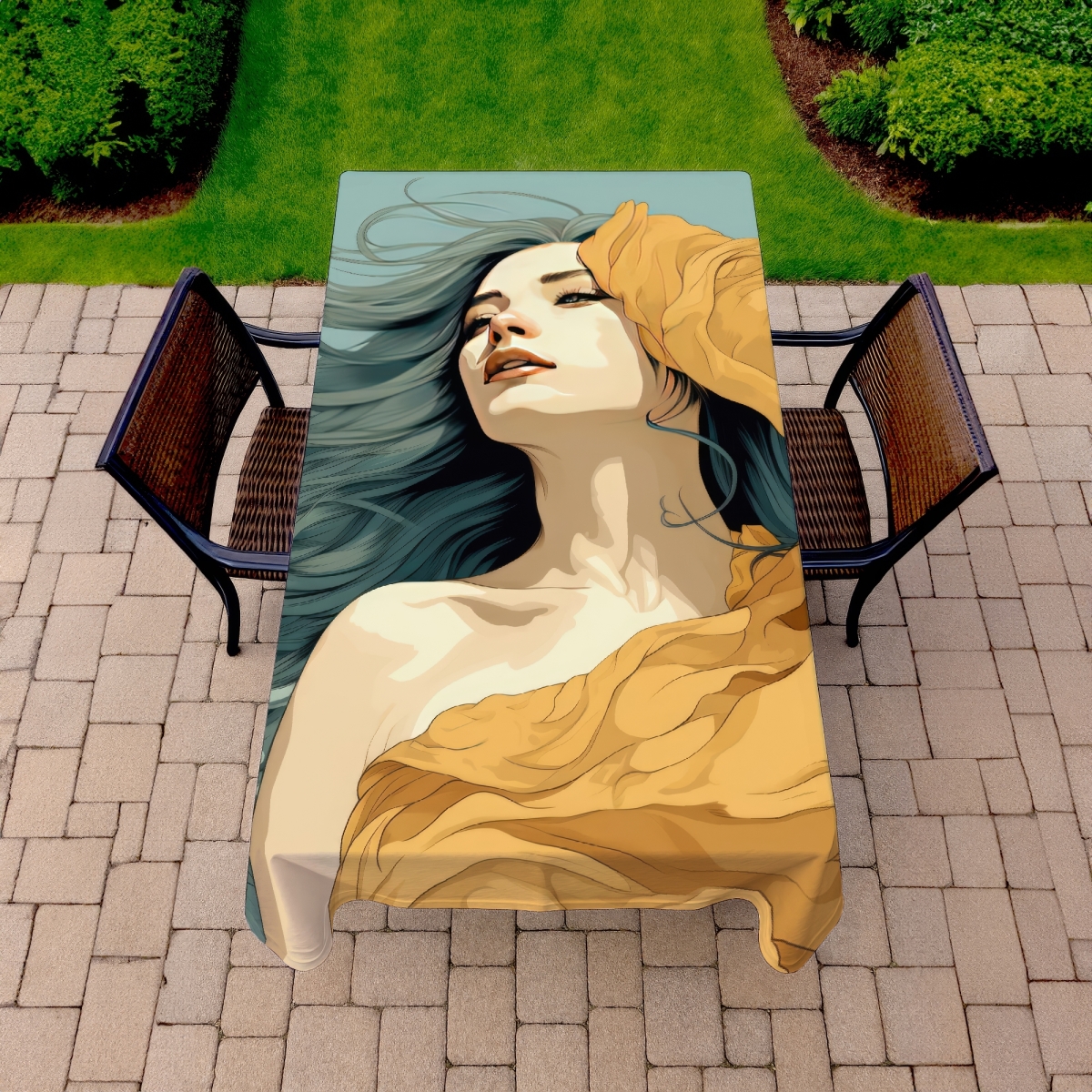 Picture of MWW C1TCLRGE9LAPCK 58 x 102 in. Sensual Flow Gray Indoor & Outdoor Tablecloth for Home Decor