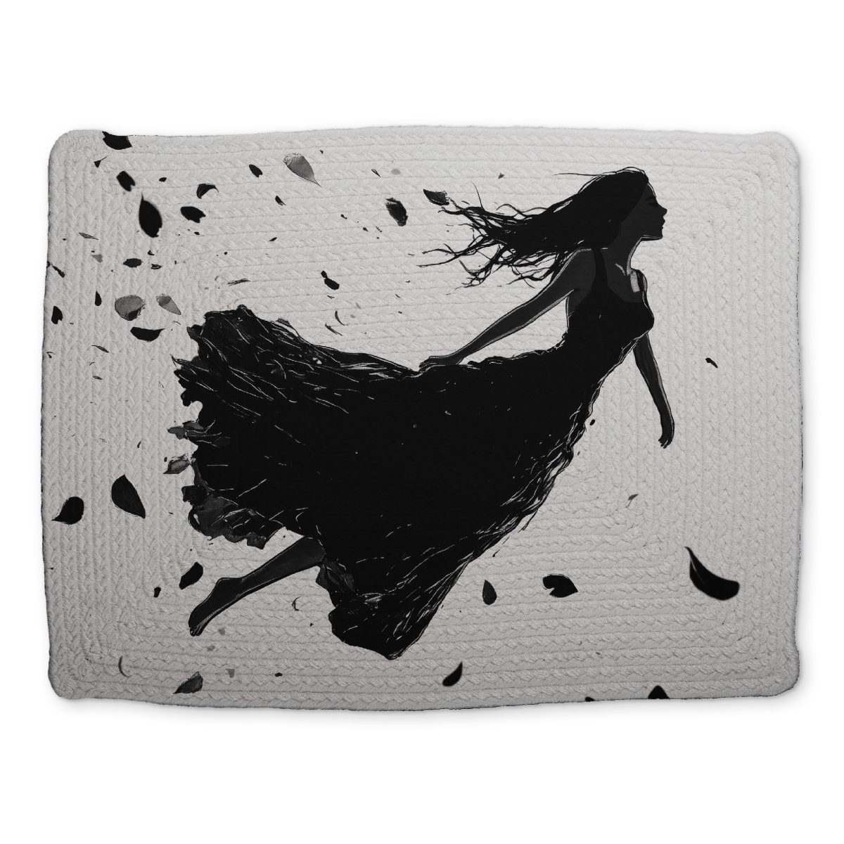 Picture of MWW CBPM141858OYTQ 14 x 18 in. Floating Black Braided Polyester Placemat for Home Decor