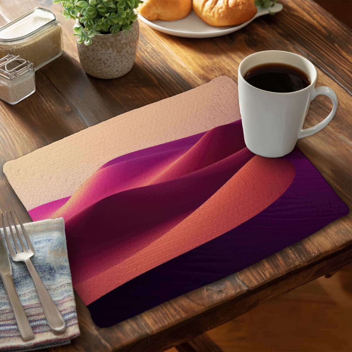 Picture of MWW CBPM1418B87ZJY 14 x 18 in. Deep Dunes Red Braided Polyester Placemat for Home Decor