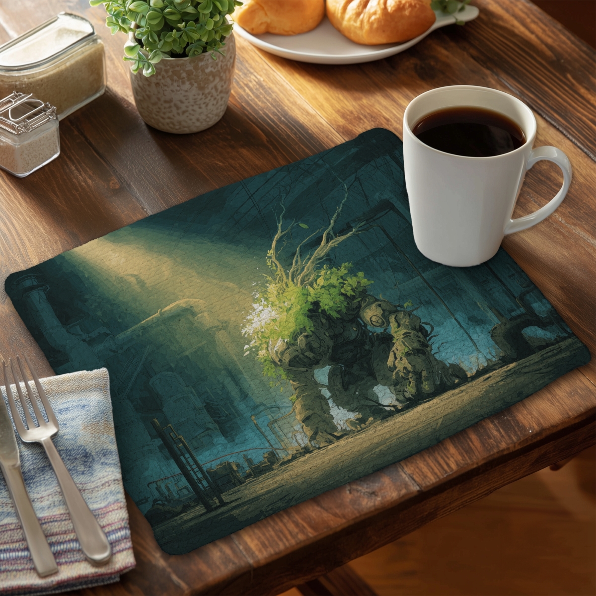 Picture of MWW CBPM141828CPCS 14 x 18 in. The Golem - Green Braided Polyester Placemat for Home Decor