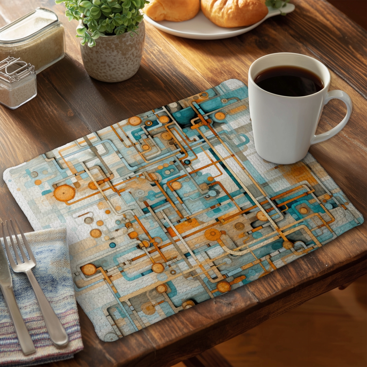 Picture of MWW CBPM14182QVNZH 14 x 18 in. Like Clockwork - White Braided Polyester Placemat for Home Decor