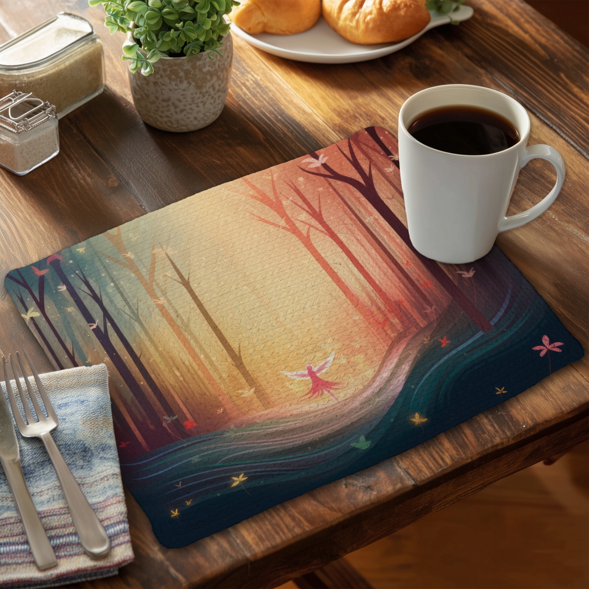 Picture of MWW CBPM14183M577L 14 x 18 in. Enchanted Turquoise Braided Polyester Placemat - Home Decor