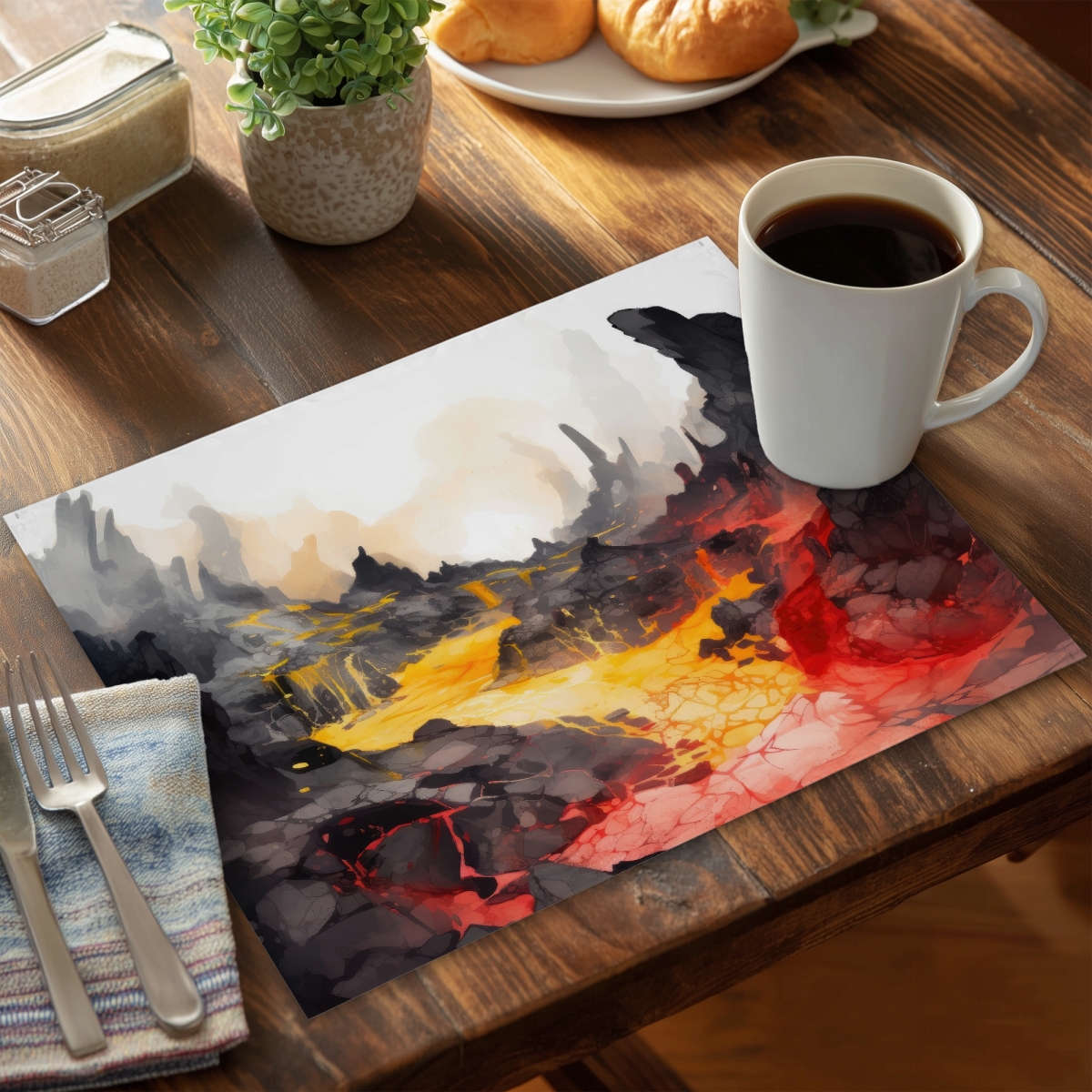 Picture of MWW CPPM14180VMQOF 14 x 18 in. Hot & Flowing Gray Polyester Placemat for Home Decor