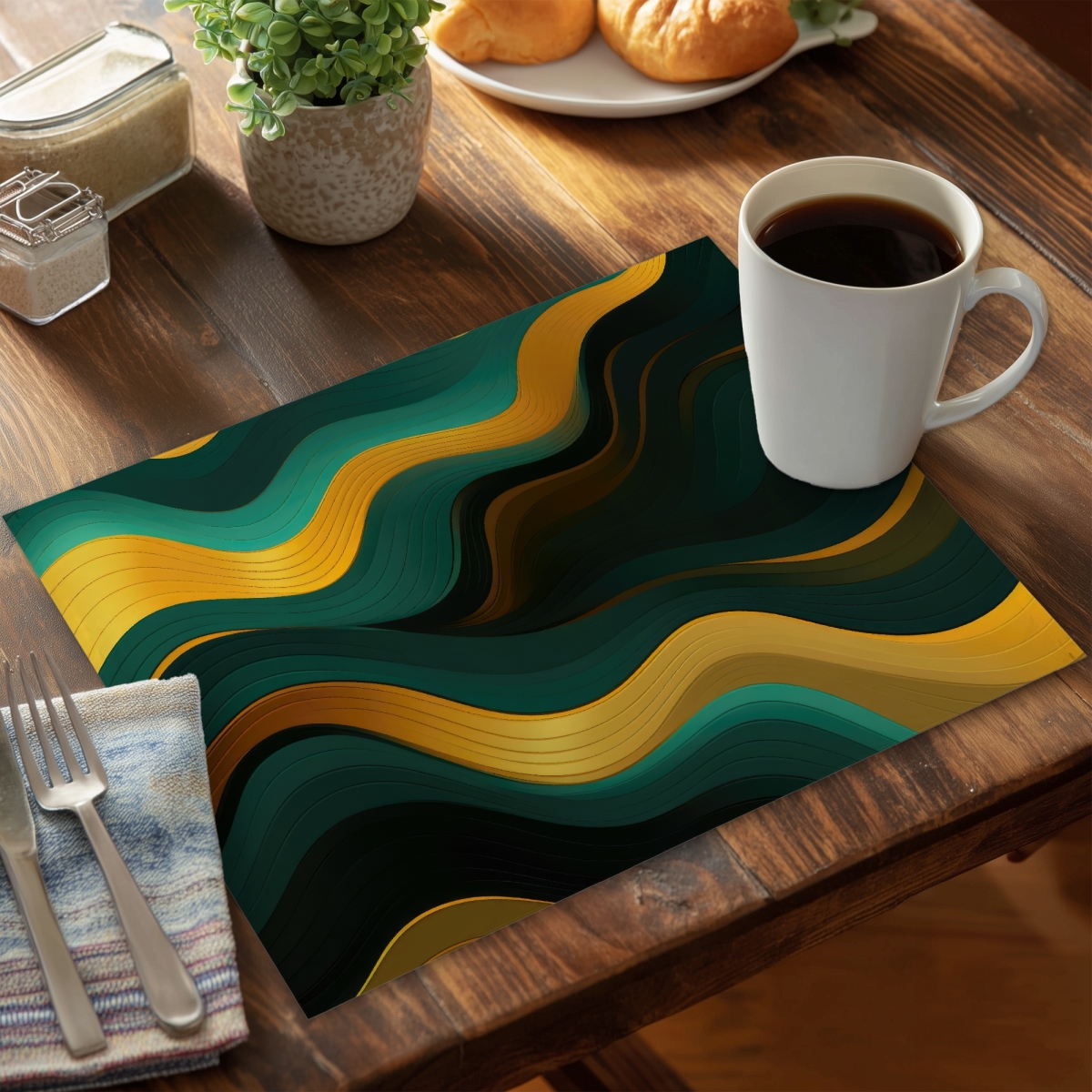 Picture of MWW CPPM14187TZGK3 14 x 18 in. Golden Harmony Yellow Polyester Placemat for Home Decor