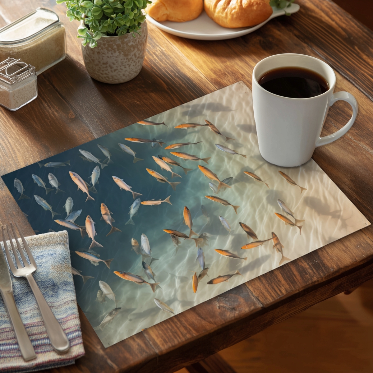 Picture of MWW CPPM14188QI2FV 14 x 18 in. Away From the Sand - White Polyester Placemat for Home Decor