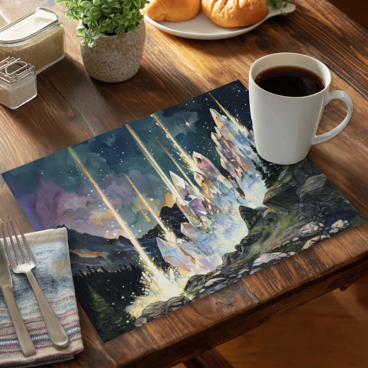 Picture of MWW CPPM14189KEBNQ 14 x 18 in. Magical Beams - Blue Polyester Placemat for Home Decor