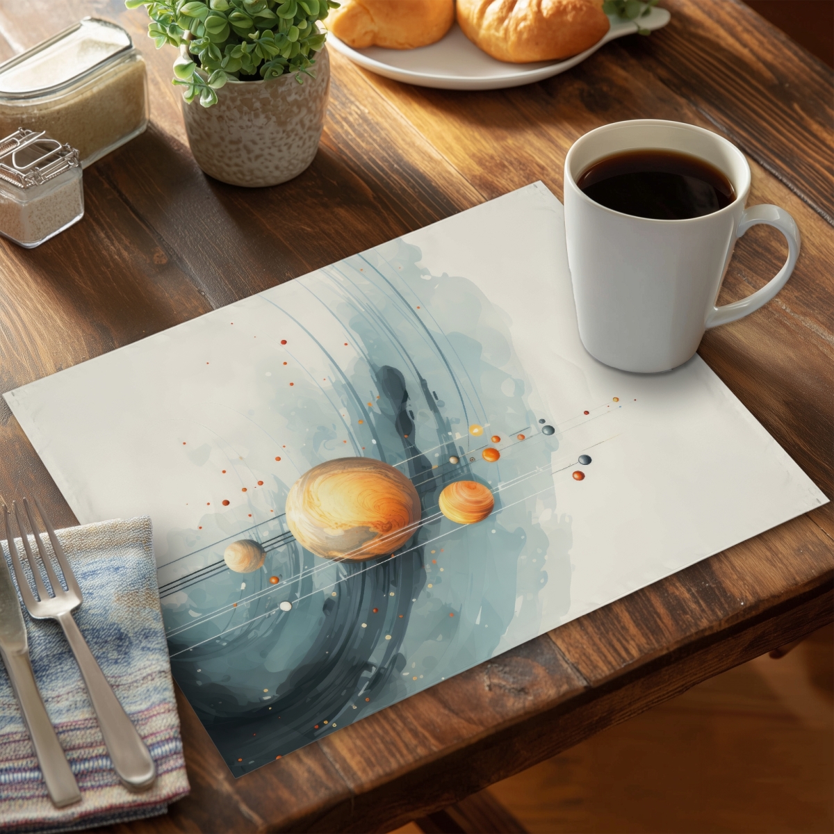 Picture of MWW CPPM14189V9U85 14 x 18 in. Hanging Planets Blue Polyester Placemat for Home Decor