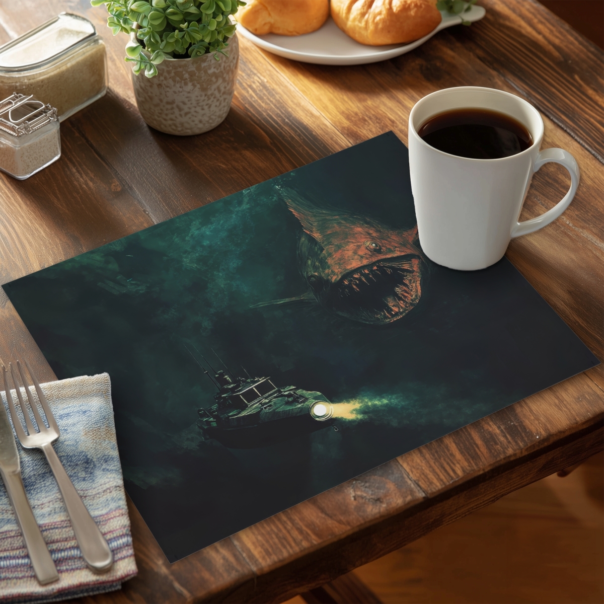 Picture of MWW CPPM1418DGELWQ 14 x 18 in. Depths Gray Polyester Placemat - Stylish Home Decor Accent