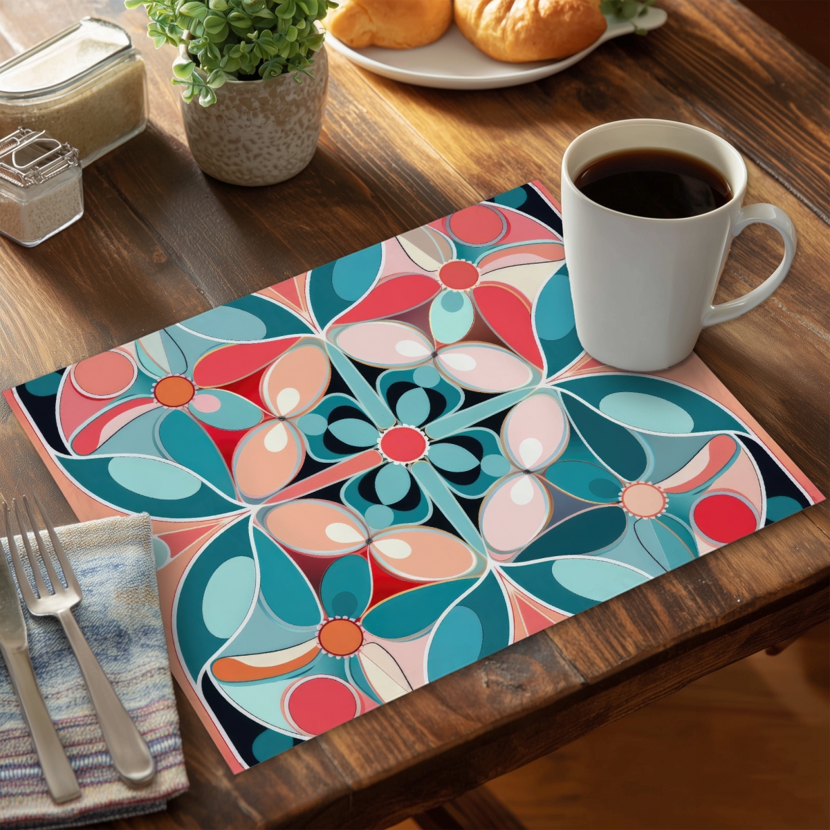Picture of MWW CPPM1418GA93AG 14 x 18 in. Sweet Curves Turquoise Polyester Placemat - Home Decor