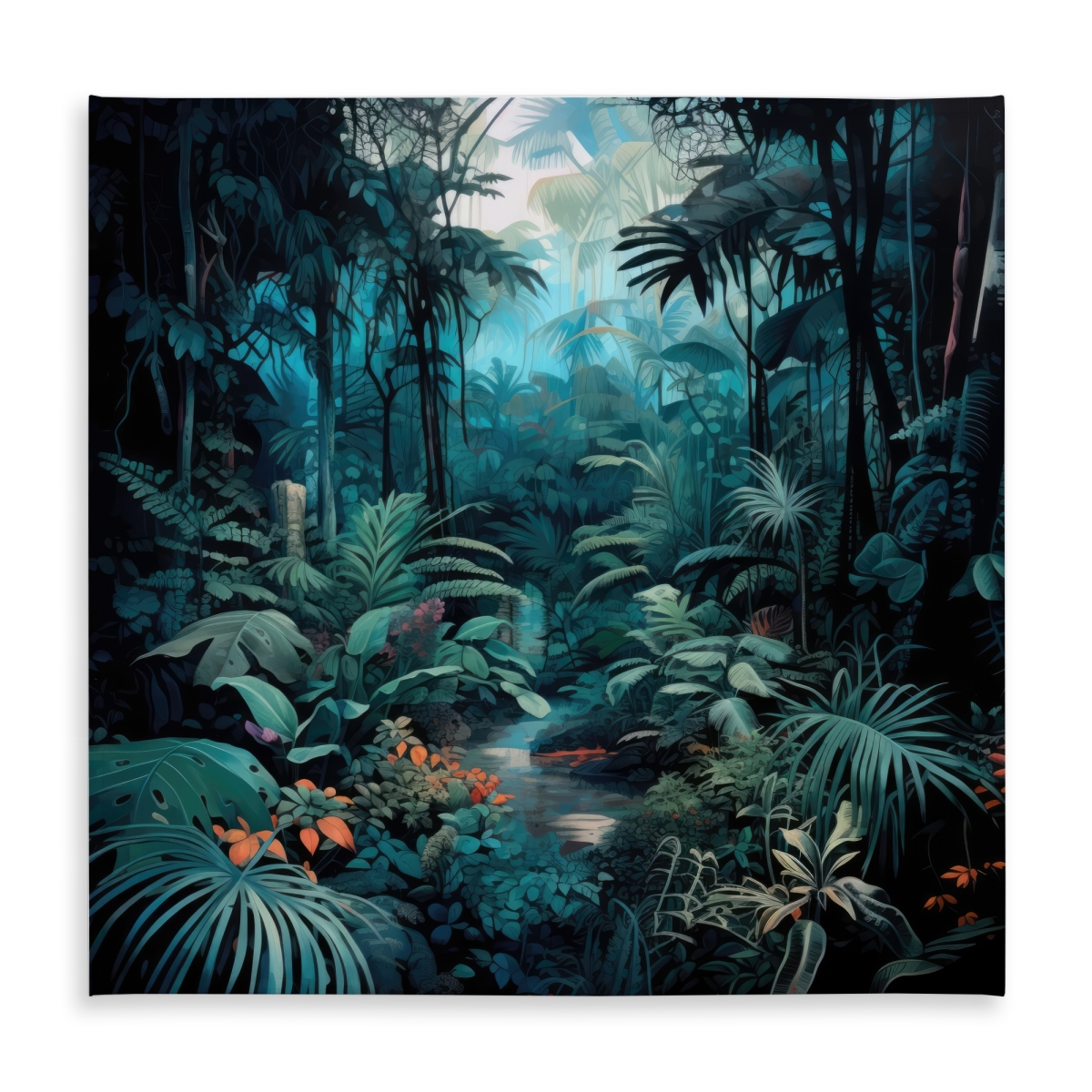 Picture of MWW C1TC58585YIQVR 58 x 58 in. Deep in the Jungle Turquoise Tablecloth - Indoor & Outdoor Decor