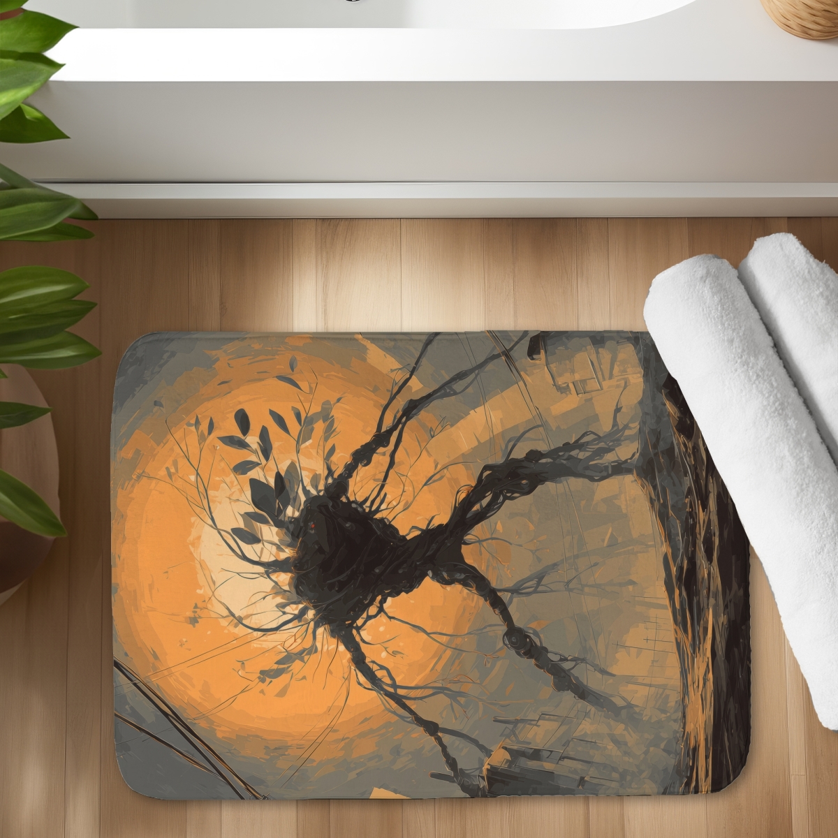 C1BM1724O1XAE5 17 x 24 in. Final Warning Orange Bath Mat - Stylish