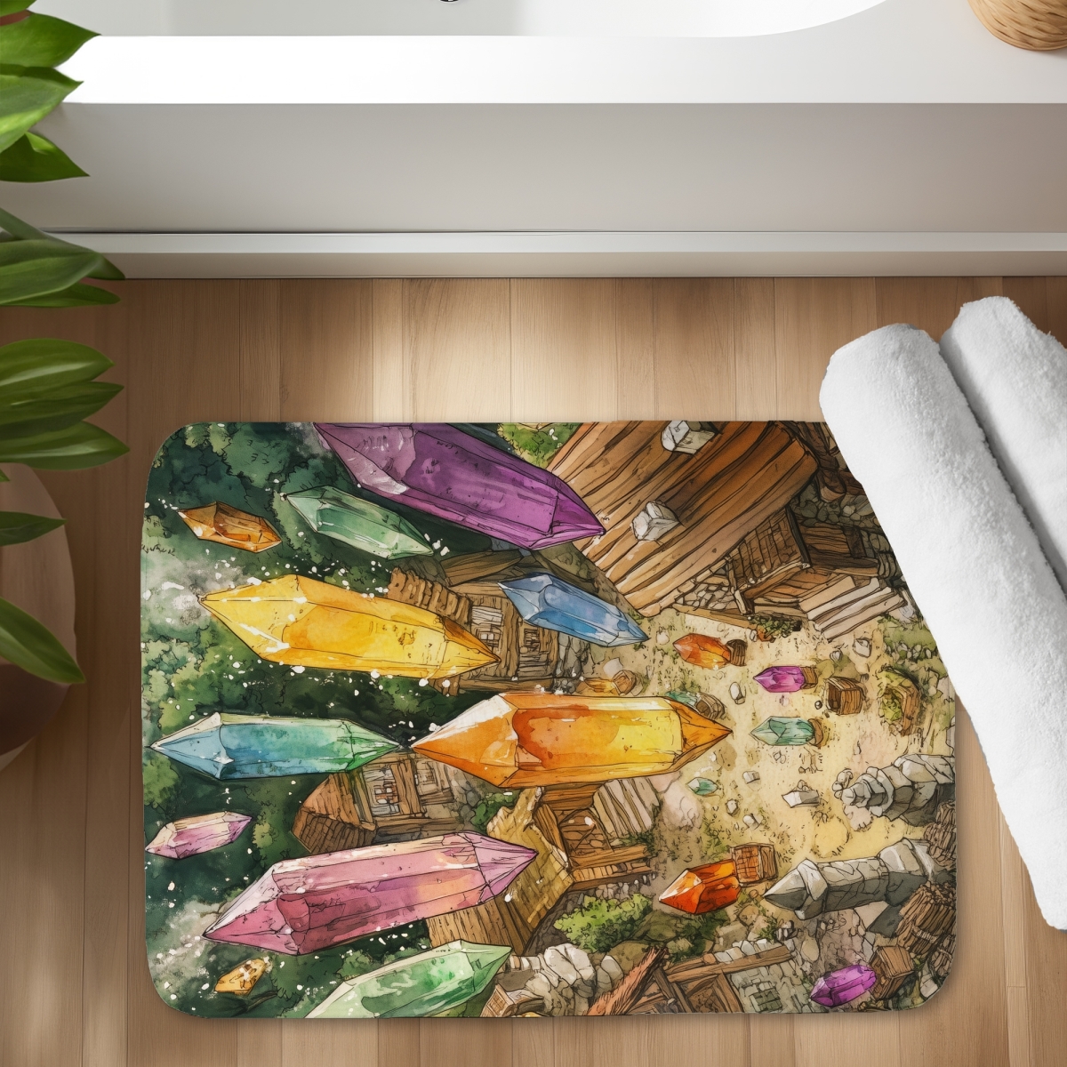 C1BM17247CW6Y9 17 x 24 in. From Above Yellow Bath Mat - Stylish Home Decor Solution
