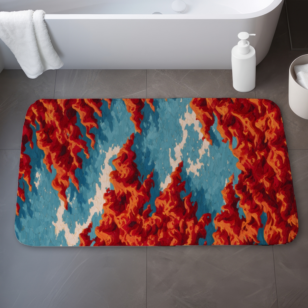 C1BM21348B9J2Z 21 x 34 in. Red Mounds White Bath Mat - Stylish