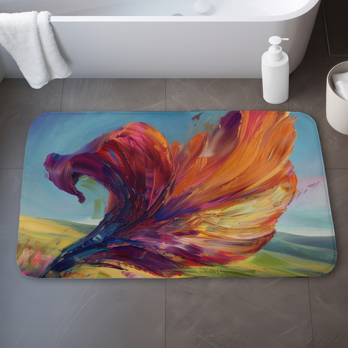 C1BM2134D2AW21 21 x 34 in. The Leaf Purple Bath Mat - Stylish