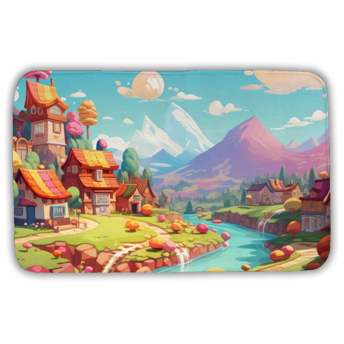C1BM2134EG24A5 21 x 34 in. Sweet Town Orange Bath Mat for Stylish Home Decor - Soft & Durable