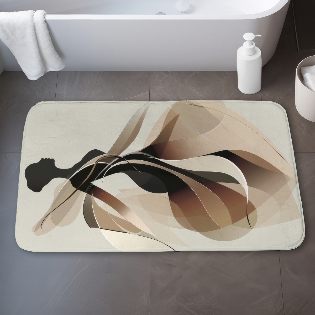 C1BM2134J5G6ST 21 x 34 in. Classy Silhouette Black Bath Mat - Elegant Home Decor Addition
