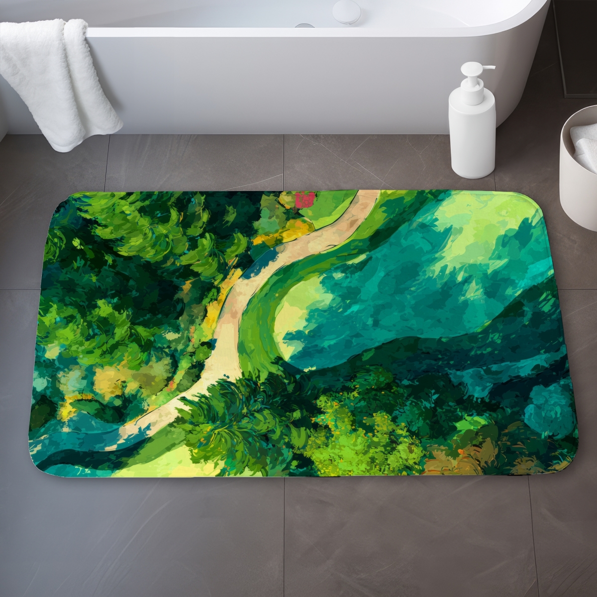 C1BM2134Y2KMAH 21 x 34 in. Peaceful Course Summer Beige Bath Mat for Home Decor - Soft