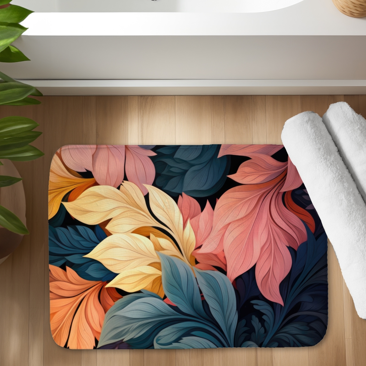 C1BM17241ODX80 17 x 24 in. Pastel Bloom Beige Bath Mat - Elegant