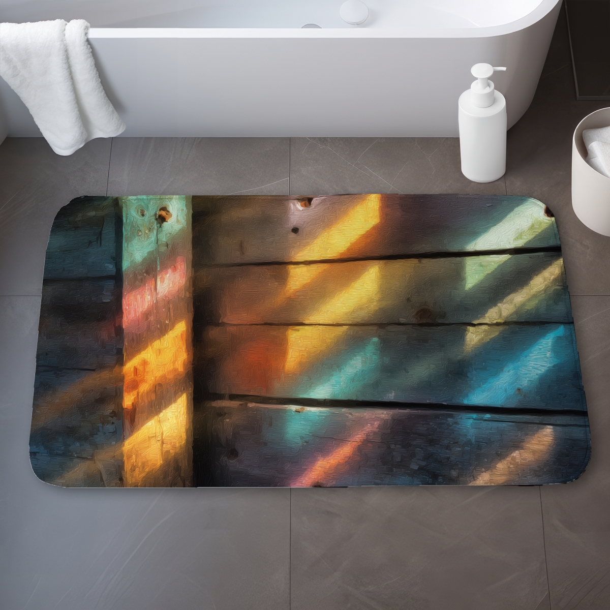 C1BM2134K0F77C 21 x 34 in. Rainbow Glint Red Bath Mat - Stylish