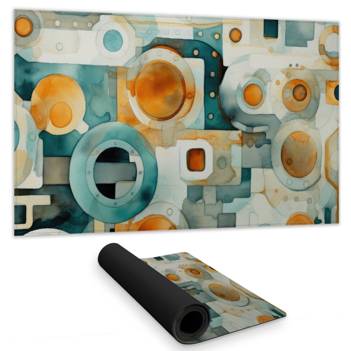 C1DM1424W66YD2 14 x 24 in. Decomposed Porthole Gold Gaming Mat for Home Decor - Stylish