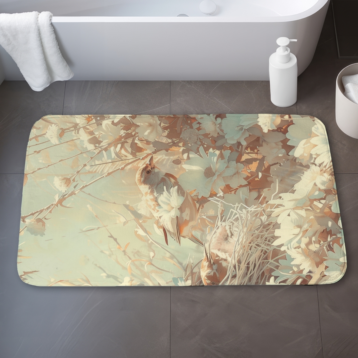 C1BM2134CCTYG5 21 x 34 in. The Nest Beige Bath Mat - Soft Home Decor Essential