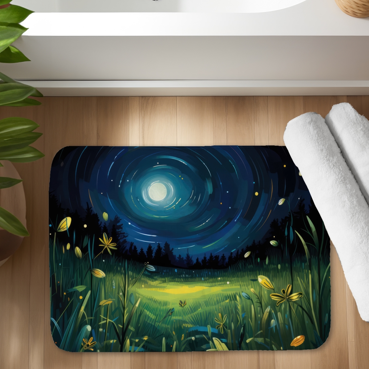 C1BM1724RG6HQW 17 x 24 in. Between Grass Blades Blue Bath Mat - Home Decor Accent