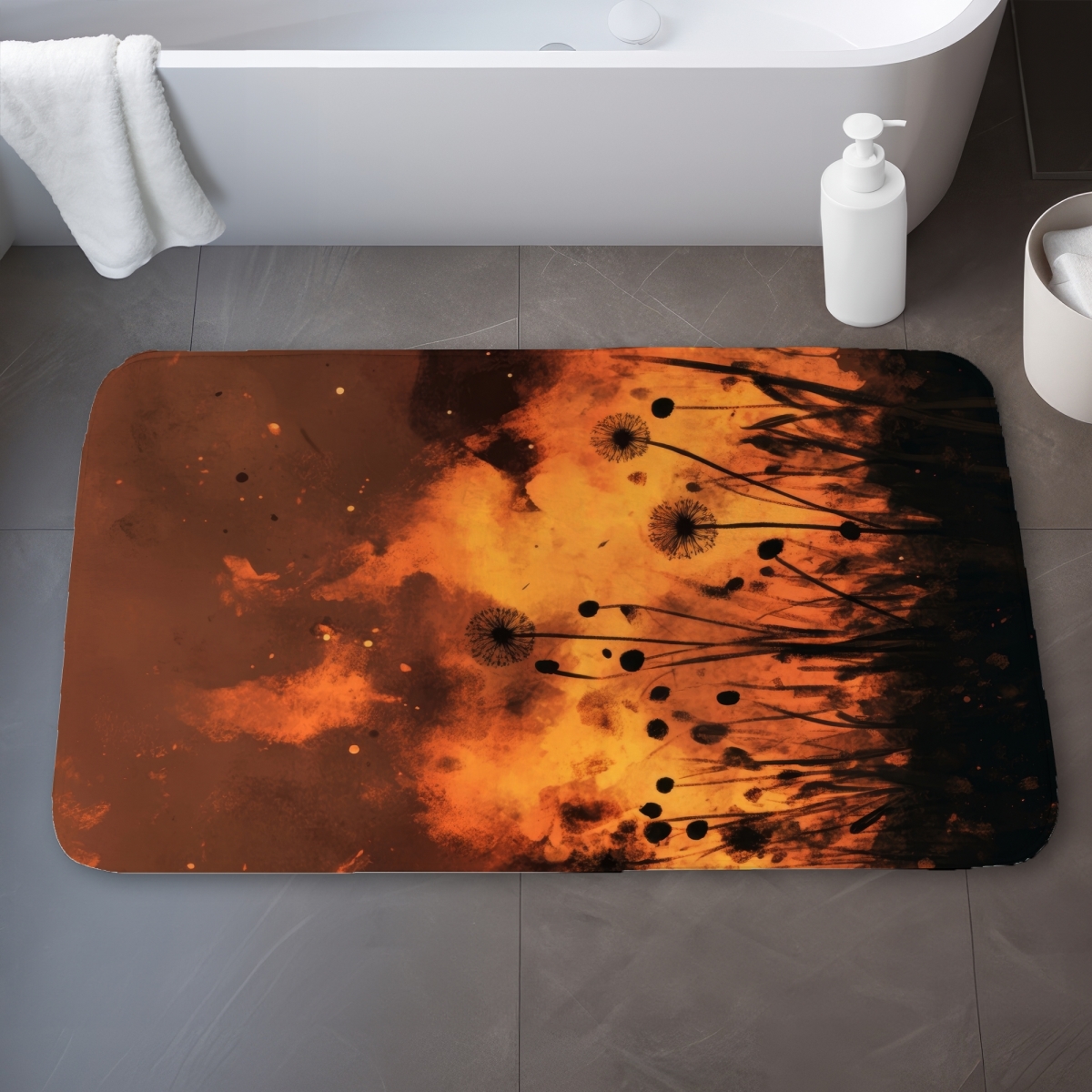 C1BM2134PZPR87 21 x 34 in. Ablaze Black Bath Mat - Stylish Home Decor Essential