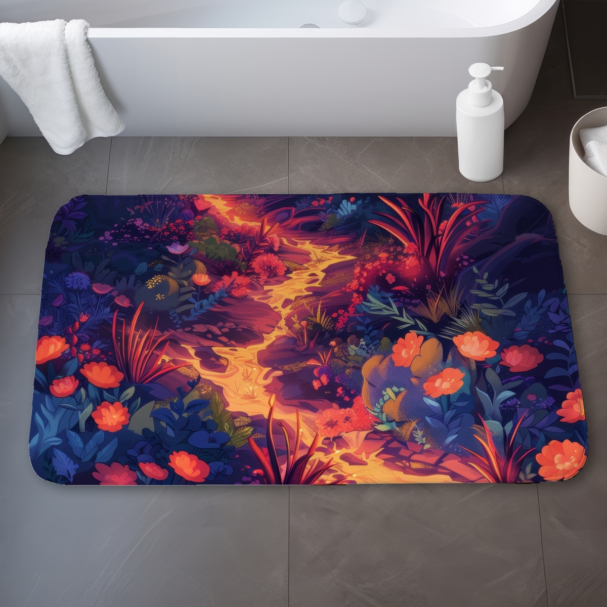 C1BM2134UYNNBD 21 x 34 in. Burning Flowers Red Bath Mat for Elegant Home Decor - Soft & Cozy