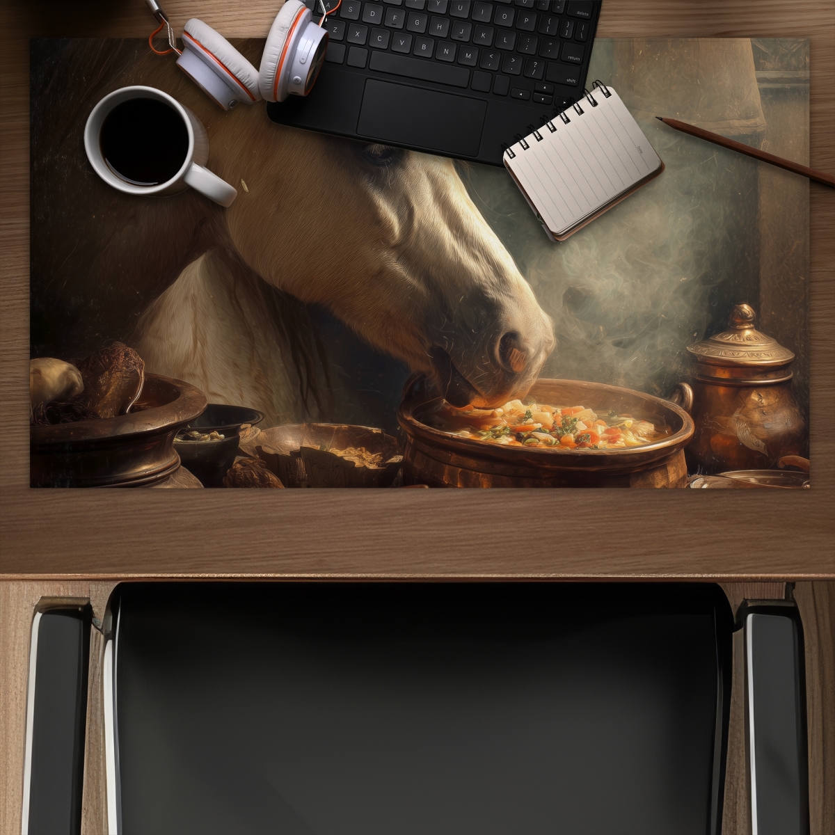 Concius Sales C1DM1424XJKQ30 14 x 24 in. Horse on Soup Gaming Mat - Unique Home Decor for Gamers