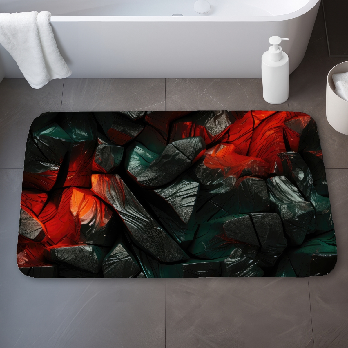 C1BM2134YKMAL0 21 x 34 in. Hiding Under Red Bath Mat - Stylish