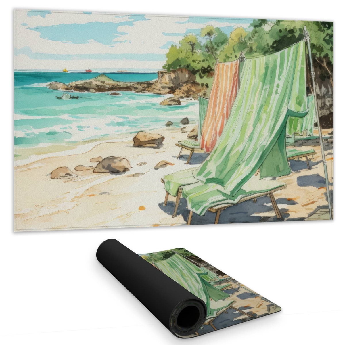 Concius Sales C1DM1424BBQUXK 14 x 24 in. Beach Calm Gaming Mat - Stylish Home Decor Play Surface