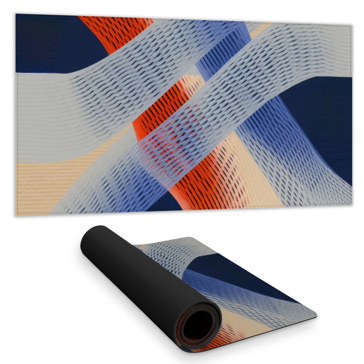 C1DM15318V6PSV 16 x 32 in. Abstract Threading Beige Desk Mat for Elegant Home Decor