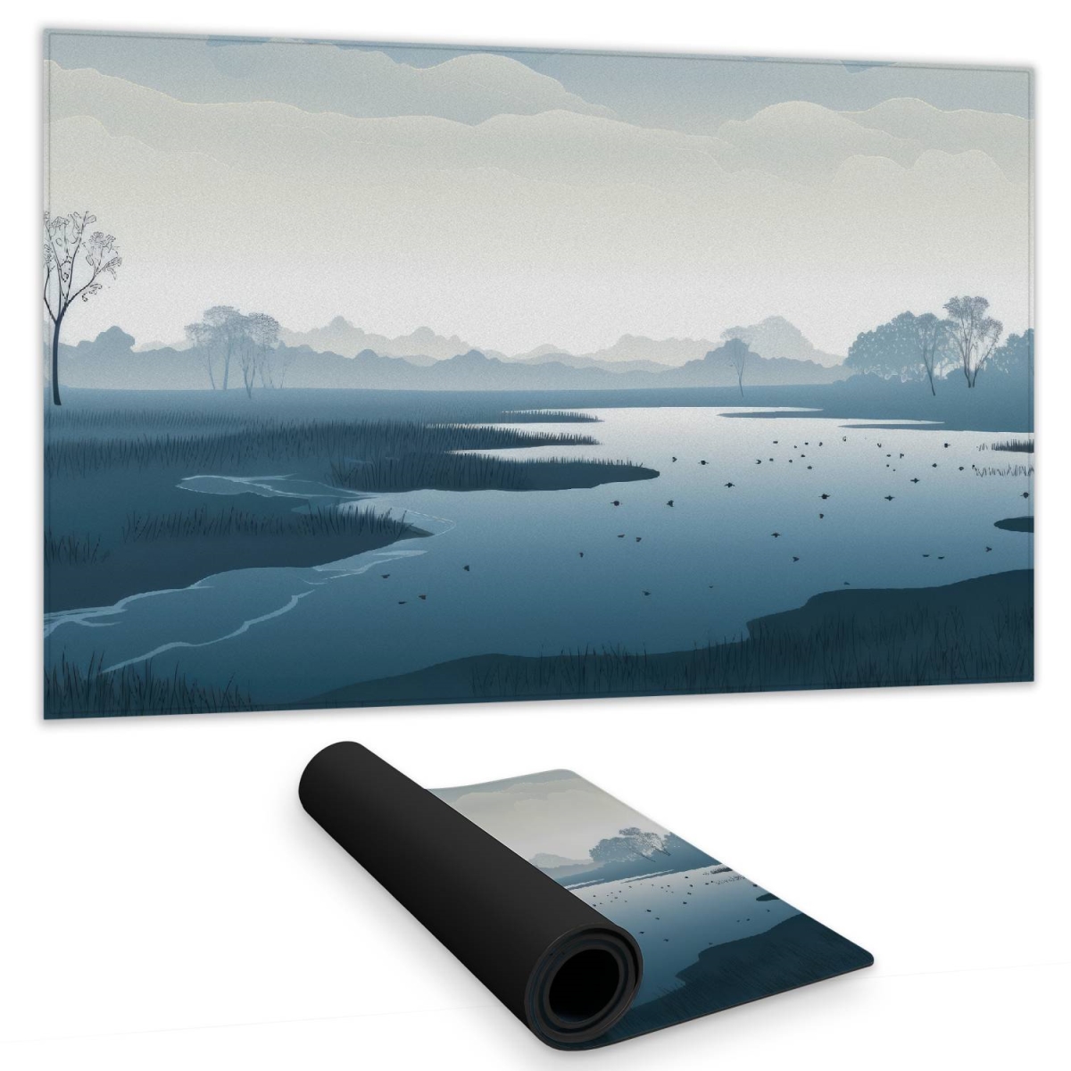 C1DM14243HMIIJ 14 x 24 in. Minimalist Swamp - White Gaming Mat for Home Decor - Stylish