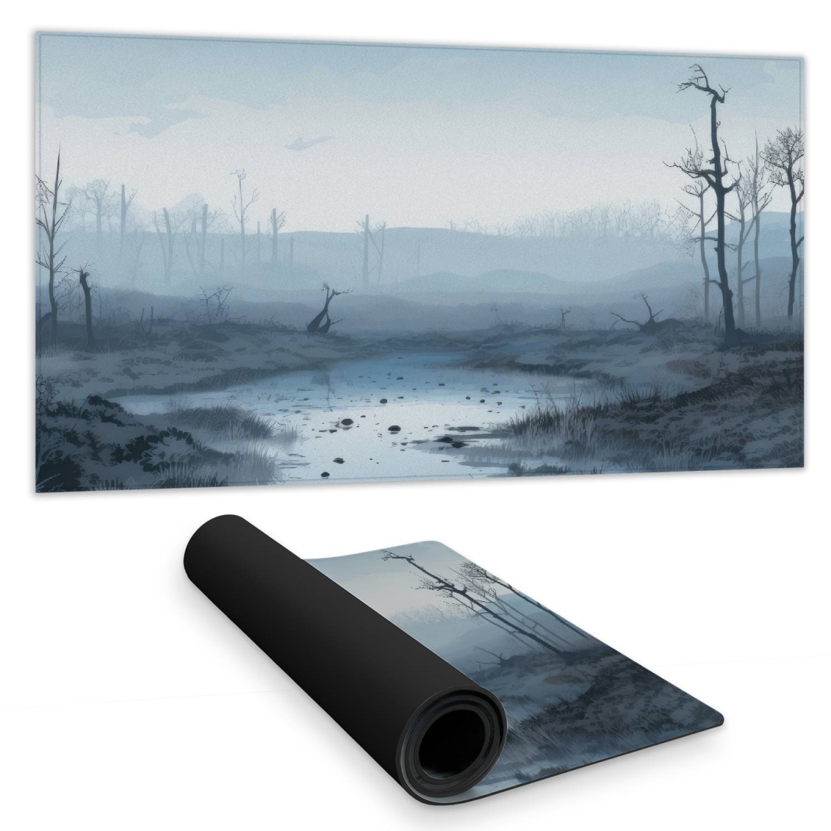 C1DM15314SHLZ7 16 x 32 in. Swampy Lands - Elegant White Desk Mat for Home Decor
