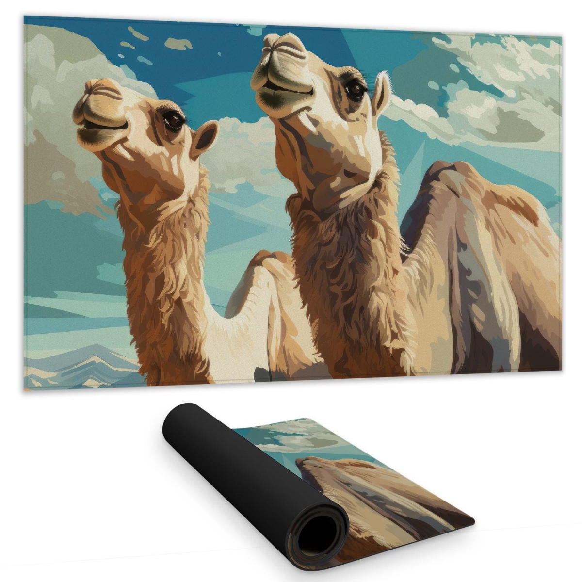 Concius Sales C1DM1424B0SLYH 14 x 24 in. Camels Looking Up Gaming Mat - Unique Home Decor Playmat
