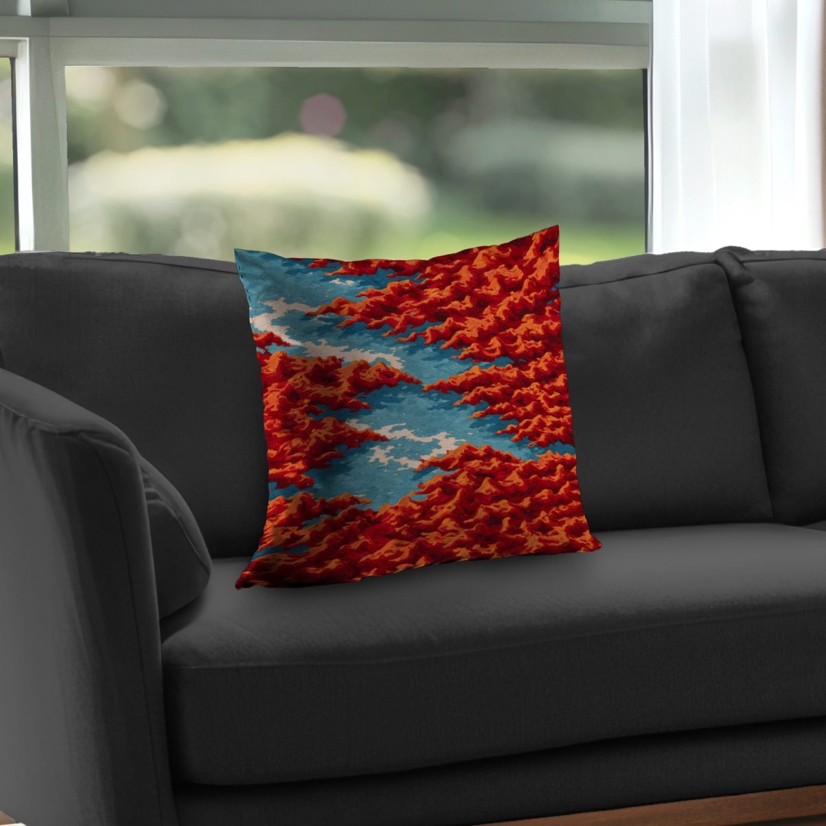 Concius Sales C1PC1818QE1SSL 18 x 18 in. Red Mounds - Poly Twill Throw for Stylish Home Decor - Insert NOT included