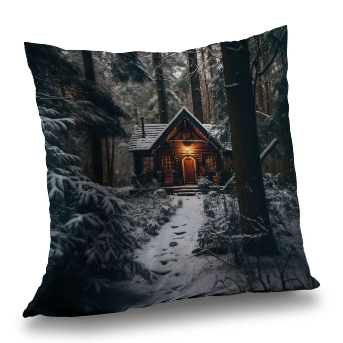 Concius Sales C1PT2020D6MIE2 20 x 20 in. The Lone Cabin Poly Twill Throw Pillow - Cozy Home Decor - Insert Included