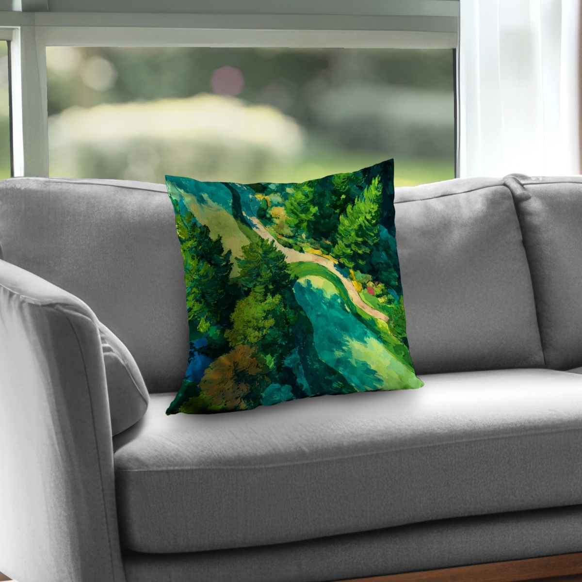 Concius Sales C1PT1818V38PUG 18 x 18 in. Peaceful Course Poly Twill Throw Pillow - Home Decor Accent - Insert Included