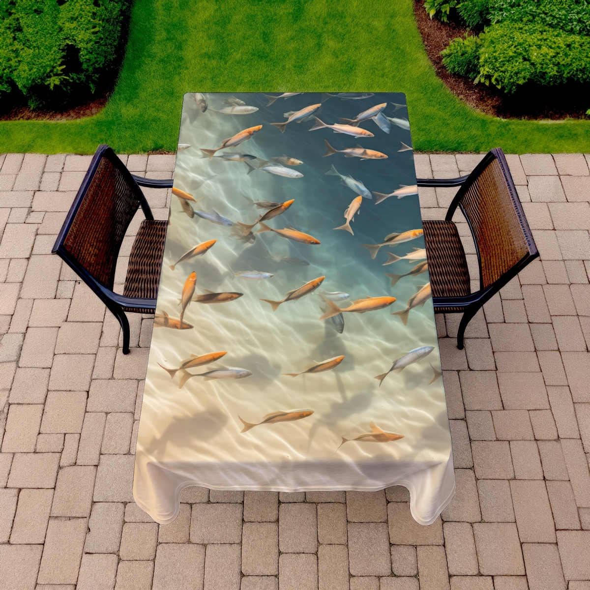 Picture of MWW C1TCLRGEJF57BA 58 x 102 in. Away From the Sand - Beige Indoor & Outdoor Tablecloth - Home Decor