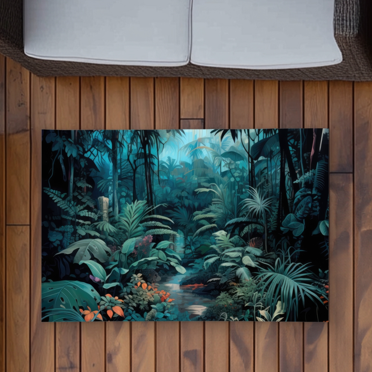 C1ROAR23B3UDSA 2 x 3 ft. Deep in the Jungle - Blue Outdoor Rectangle Area Rug for Home Decor