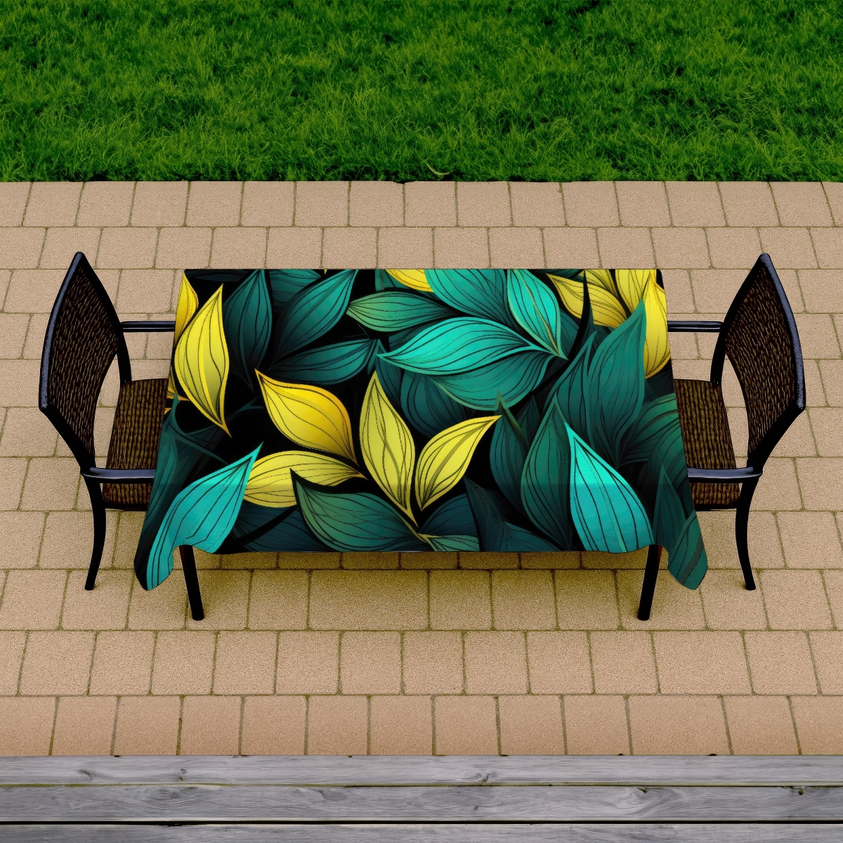 Picture of MWW C1TCLRGEL9XUM6 58 x 102 in. Potent Aroma Turquoise Tablecloth for Indoor & Outdoor Decor