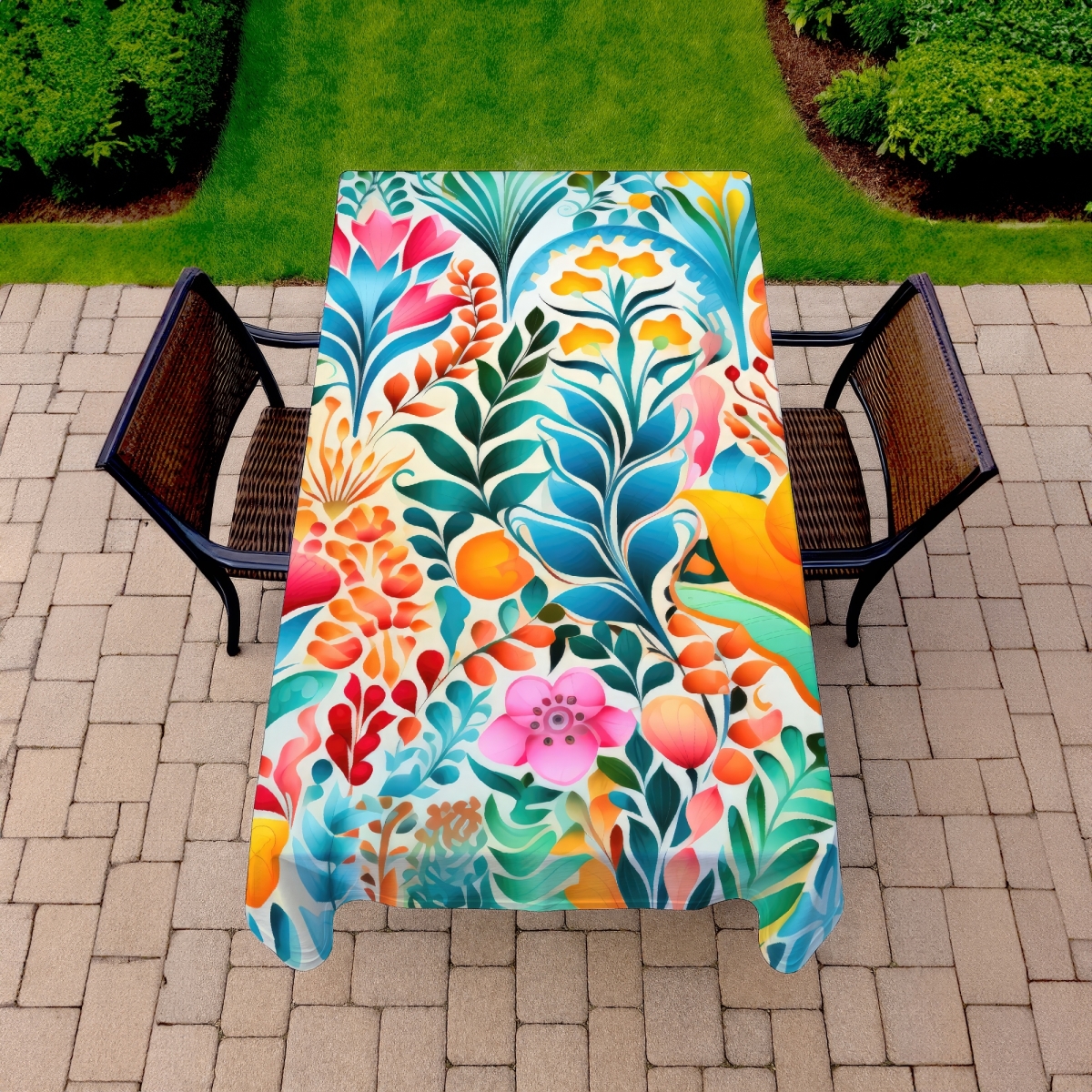 Picture of MWW C1TCLRGEM7GJG0 58 x 102 in. Flowing Flowers Pink Tablecloth - Indoor & Outdoor Home Decor