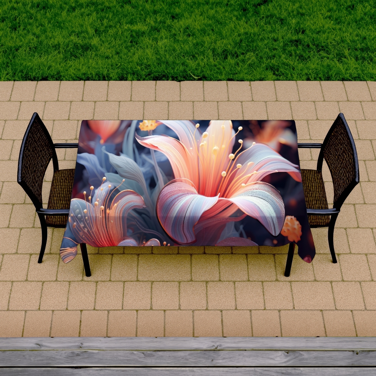 Picture of MWW C1TCLRGENZ3NE1 58 x 102 in. Astral Bloom Red Tablecloth - Indoor & Outdoor Home Decor