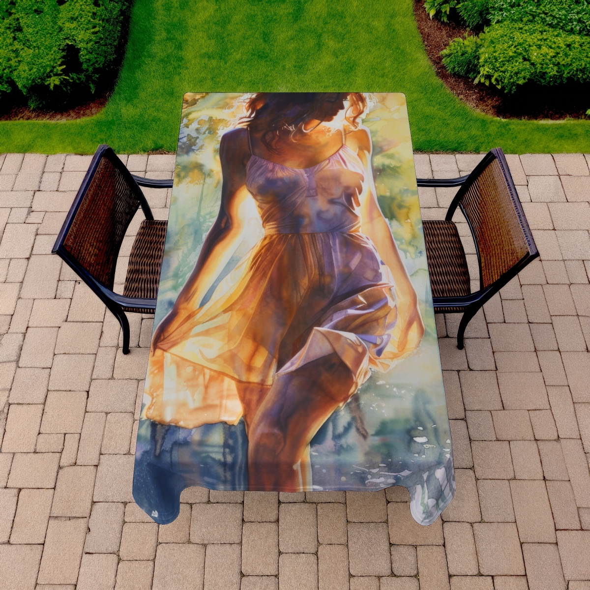 Picture of MWW C1TCLRGETLA310 58 x 102 in. Out of the Water - Orange Indoor & Outdoor Tablecloth for Home Decor