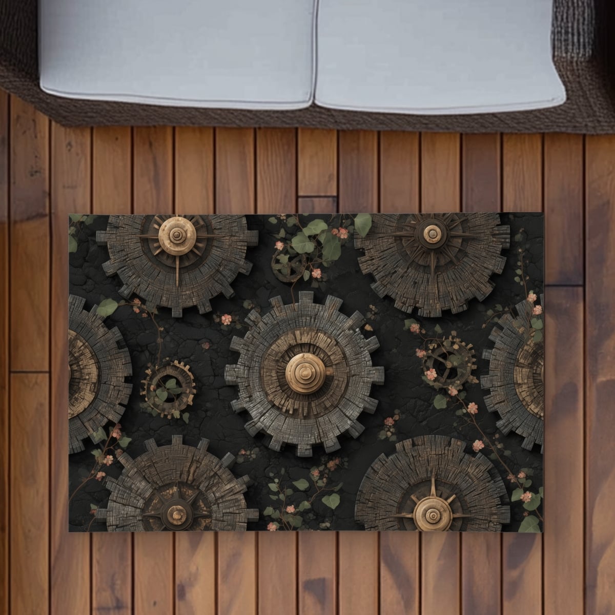C1ROAR23CKXWZF 2 x 3 ft. Cog Pattern Gray Outdoor Rectangle Area Rug - Stylish Home Decor