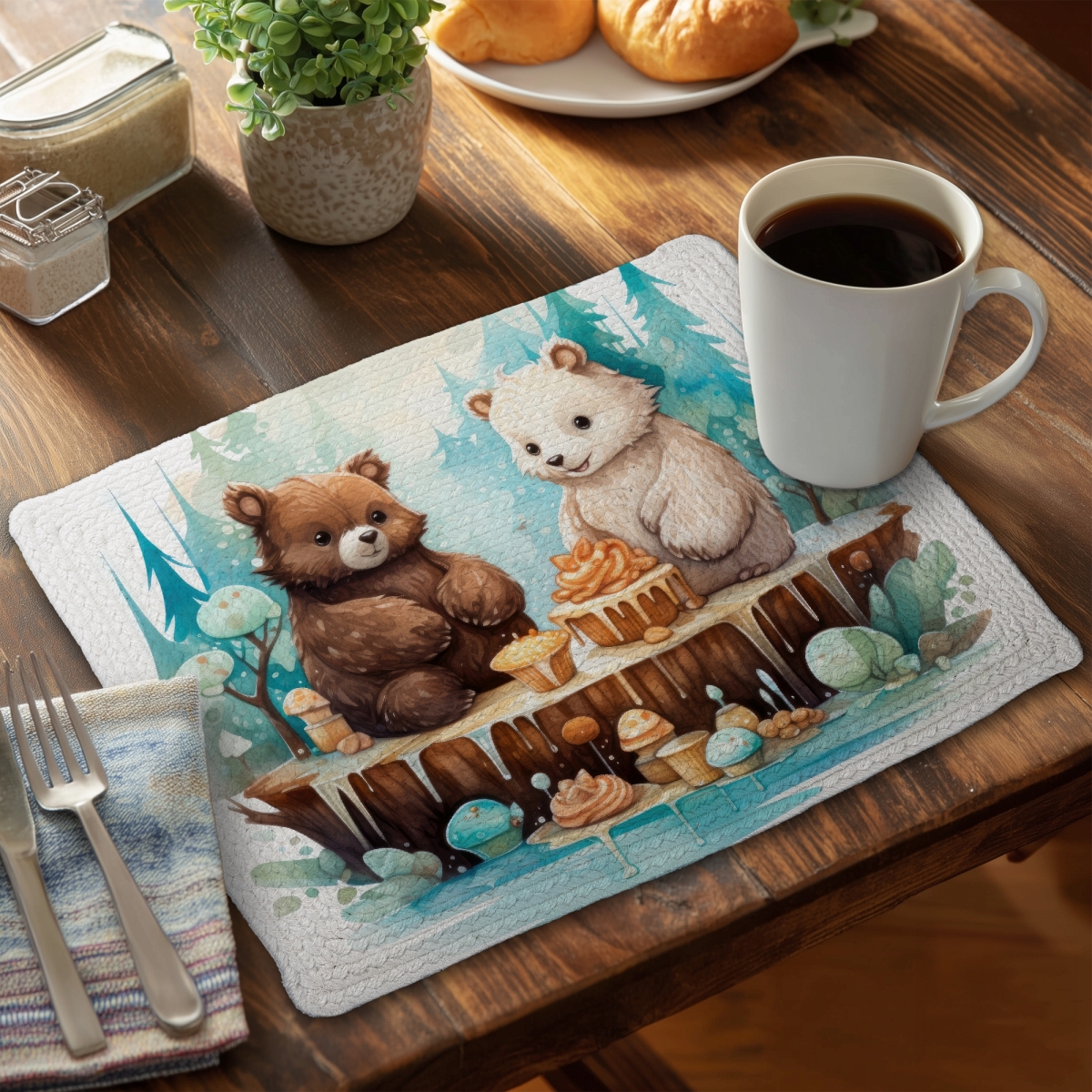 Picture of MWW CBPM1418EUXH13 14 x 18 in. The Dessert - White Braided Polyester Placemat for Home Decor