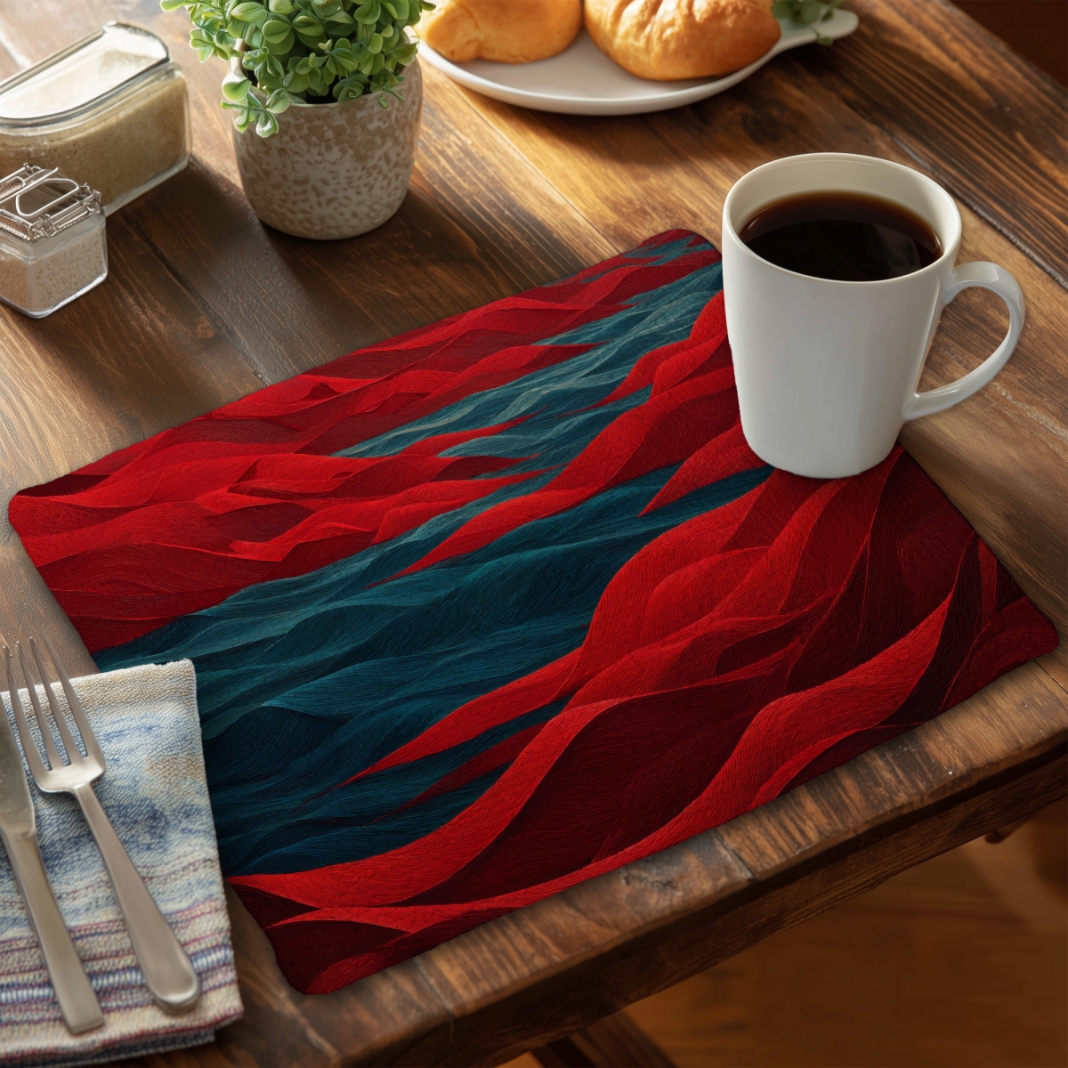 Picture of MWW CBPM1418JC90TN 14 x 18 in. Red Sea - Braided Polyester Placemat for Home Decor