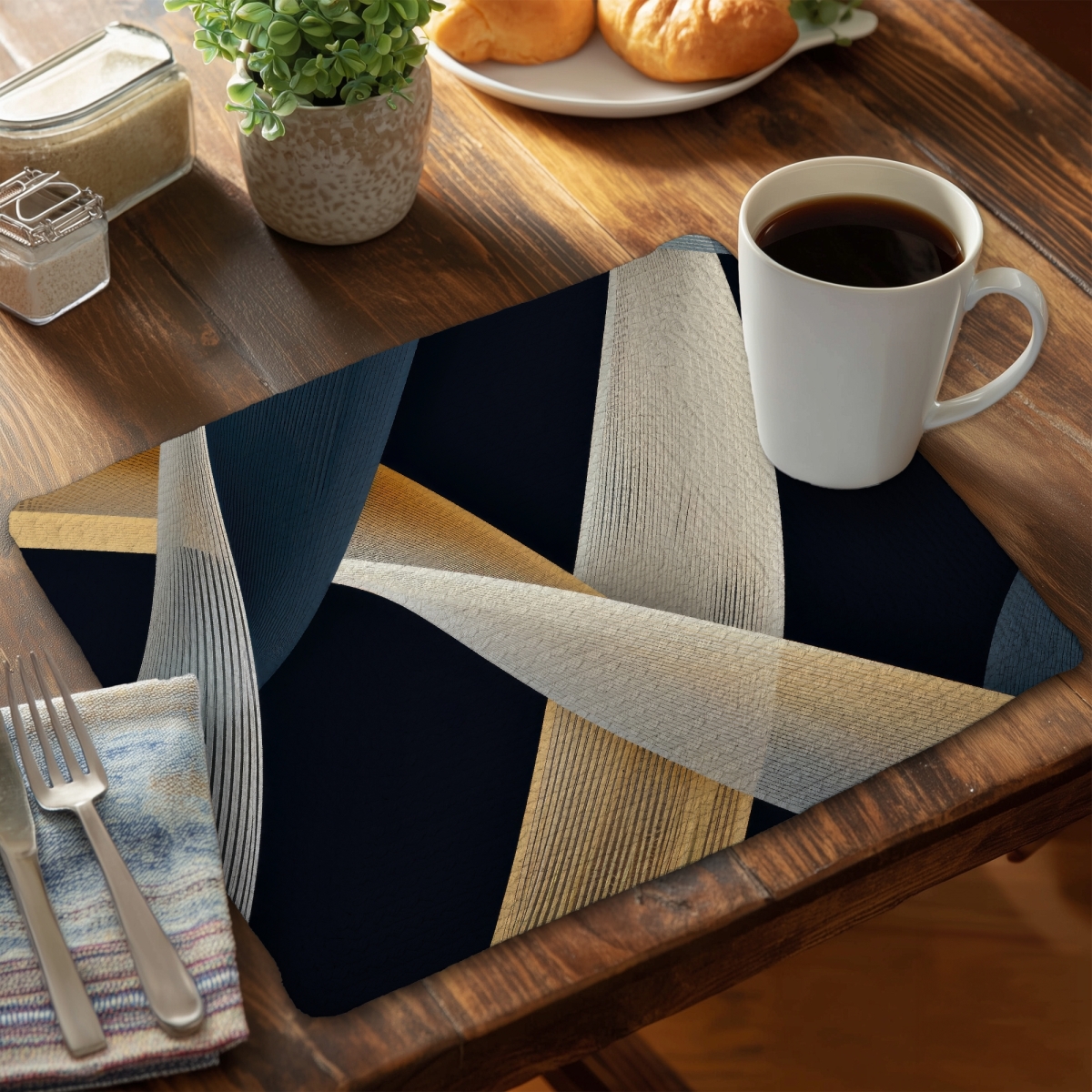 Picture of MWW CBPM1418KHVPI2 14 x 18 in. Ropes of Destiny - Beige Braided Polyester Placemat for Home Decor