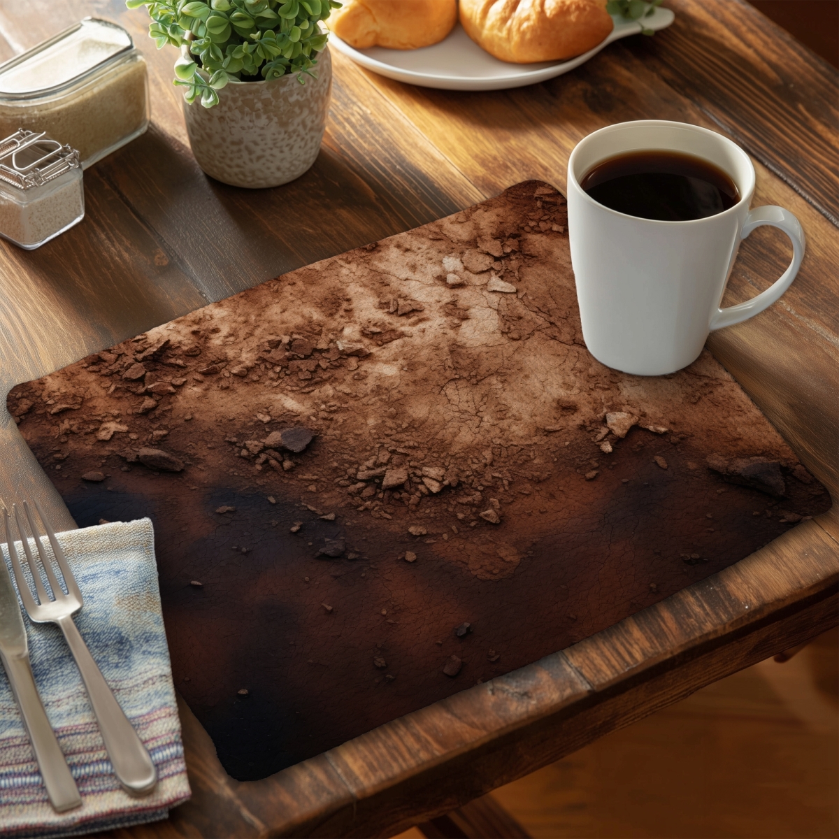 Picture of MWW CBPM1418M3LIEX 14 x 18 in. The Dark Patch - Brown Braided Polyester Placemat for Home Decor