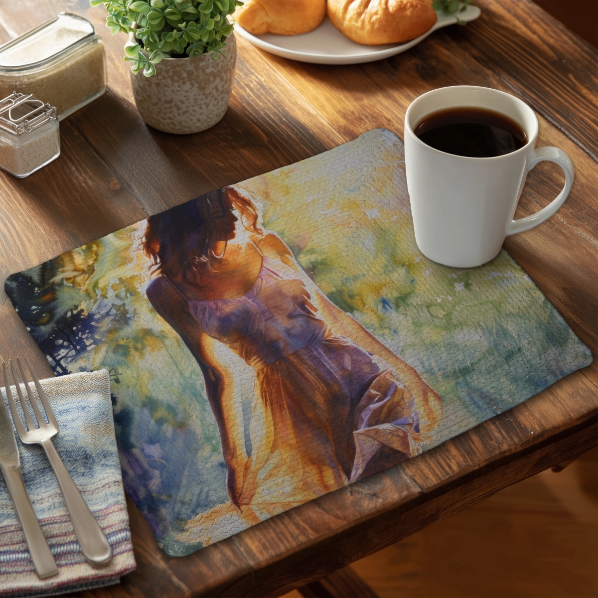 Picture of MWW CBPM1418TS1H4E 14 x 18 in. Out of the Water - White Braided Polyester Placemat for Home Decor